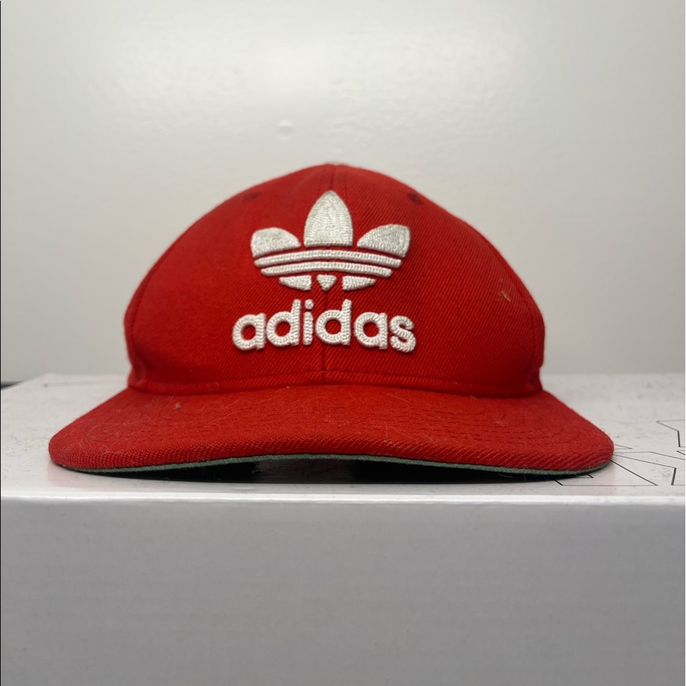Mens, Red, adidas, flat top, snap back, hat